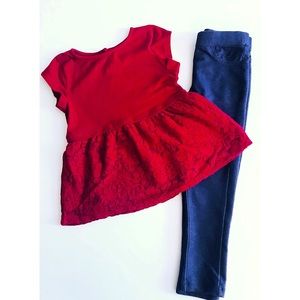 Nautica’s Deep Red Top and Jean Leggings